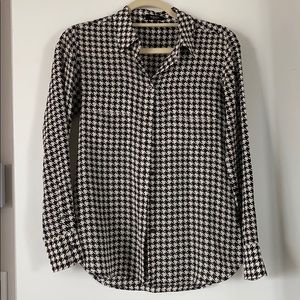 Babaton Houndstooth Silk Blouse